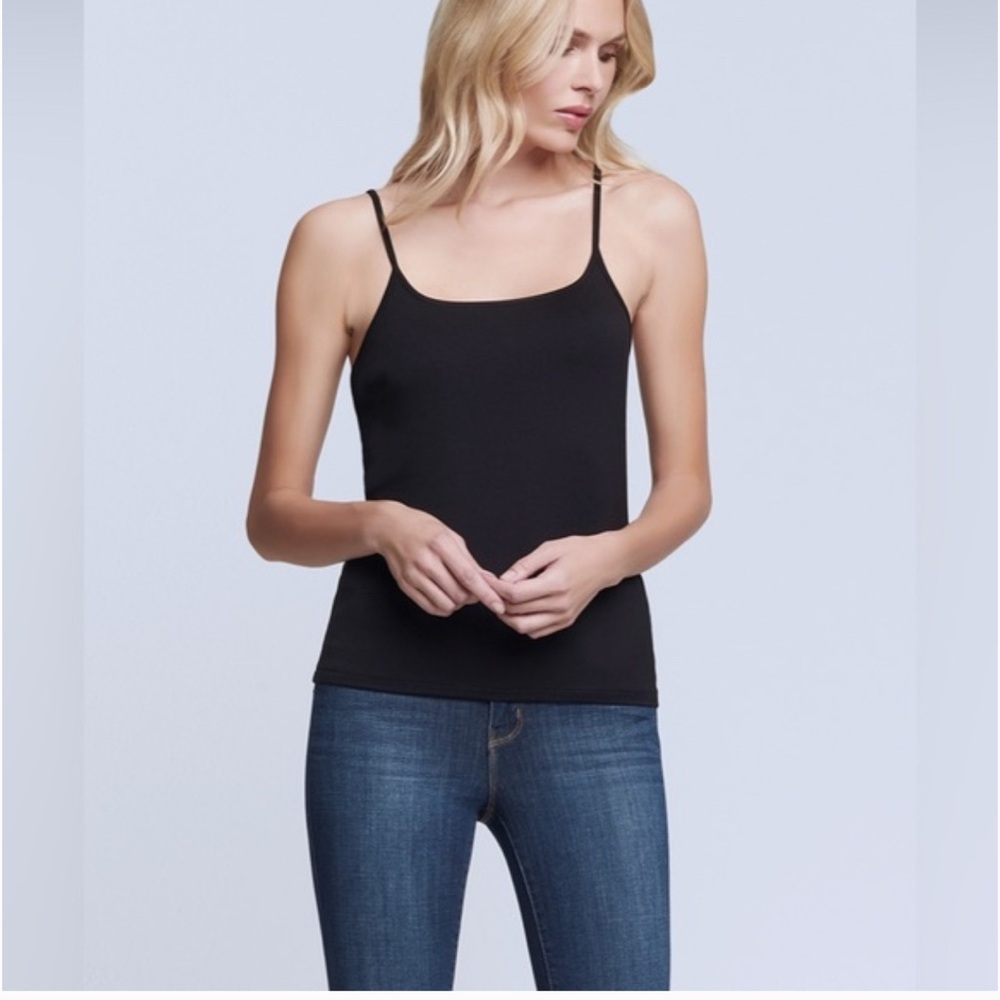 NWT L'AGENCE Black Ella Cami Spaghetti Strap Tank Top Size S $120